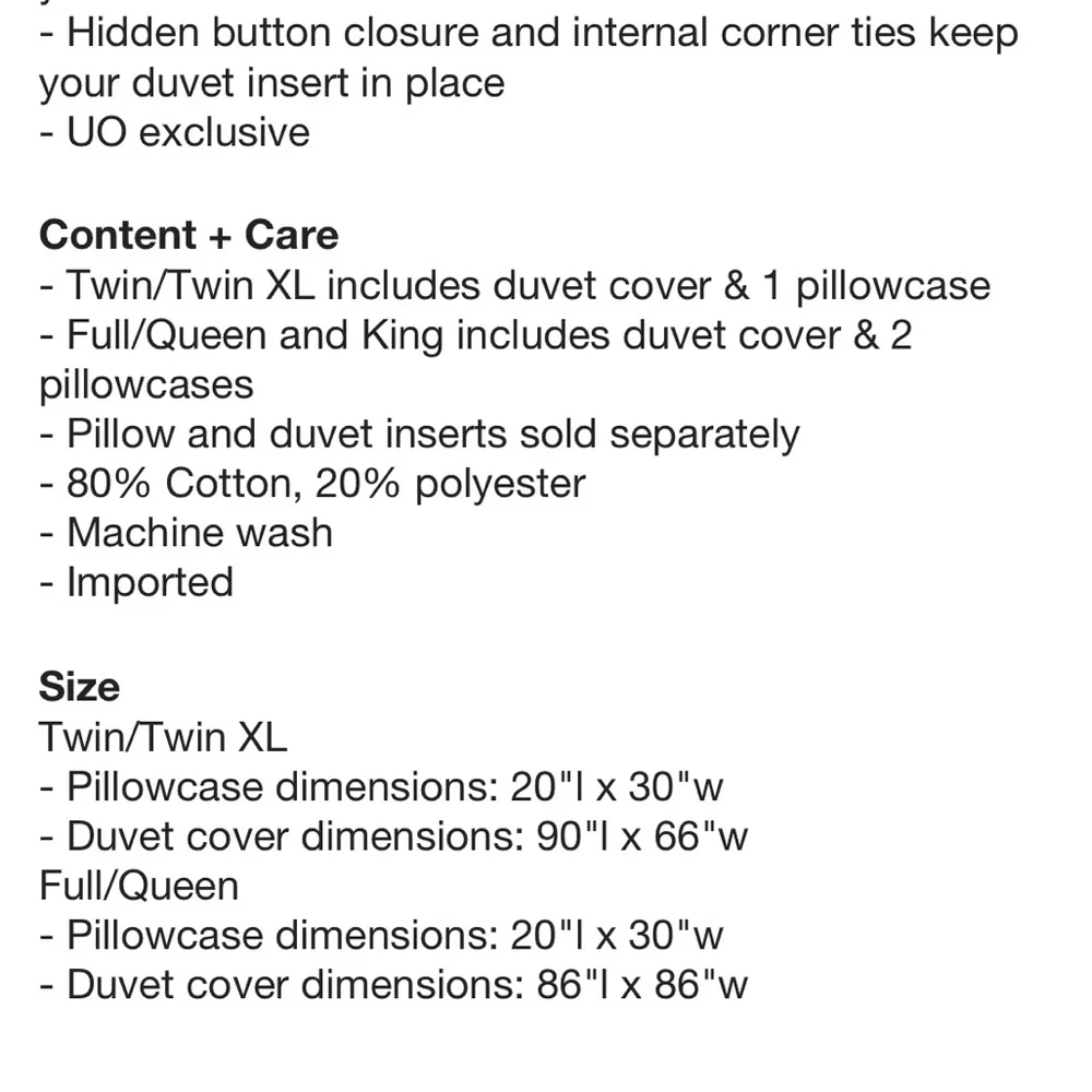 Urban Outfitters cover duvet easily